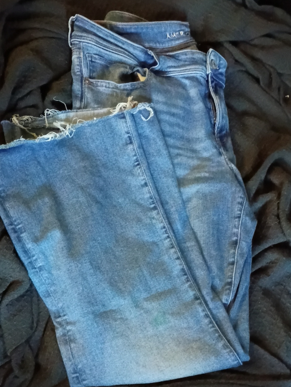 Vintage American Eagle Blue Frayed Hem Jeans